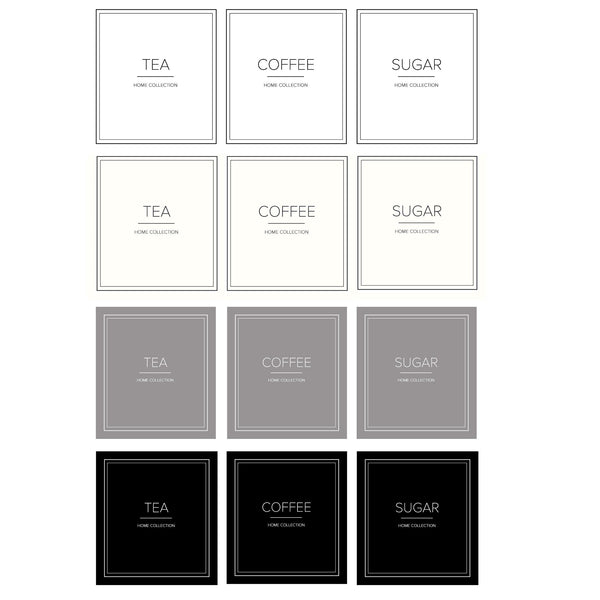 Square Waterproof Tea Coffee Sugar Labels Bundle